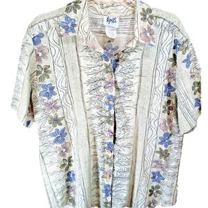 Vintage Hawaiian Button Front Shirt Large Tap & Co 50/50 Blend USA